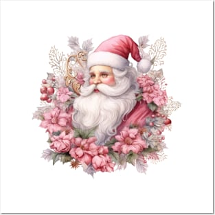 Pink Christmas Santa Claus Posters and Art